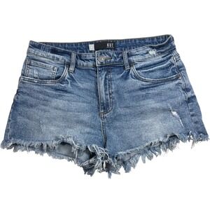 Kut from the Kloth Jane High Rise Distressed Denim Shorts Blue Size 6 Frayed Hem